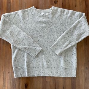 Madewell cashmere sweater light grey with black flecks.